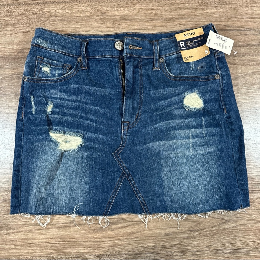 NWT Aeropostale High Rise Denim Jean Mini Skirt Womens Size 8 Blue